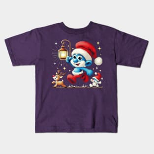 Christmas Santa with Lamp v Kids T-Shirt